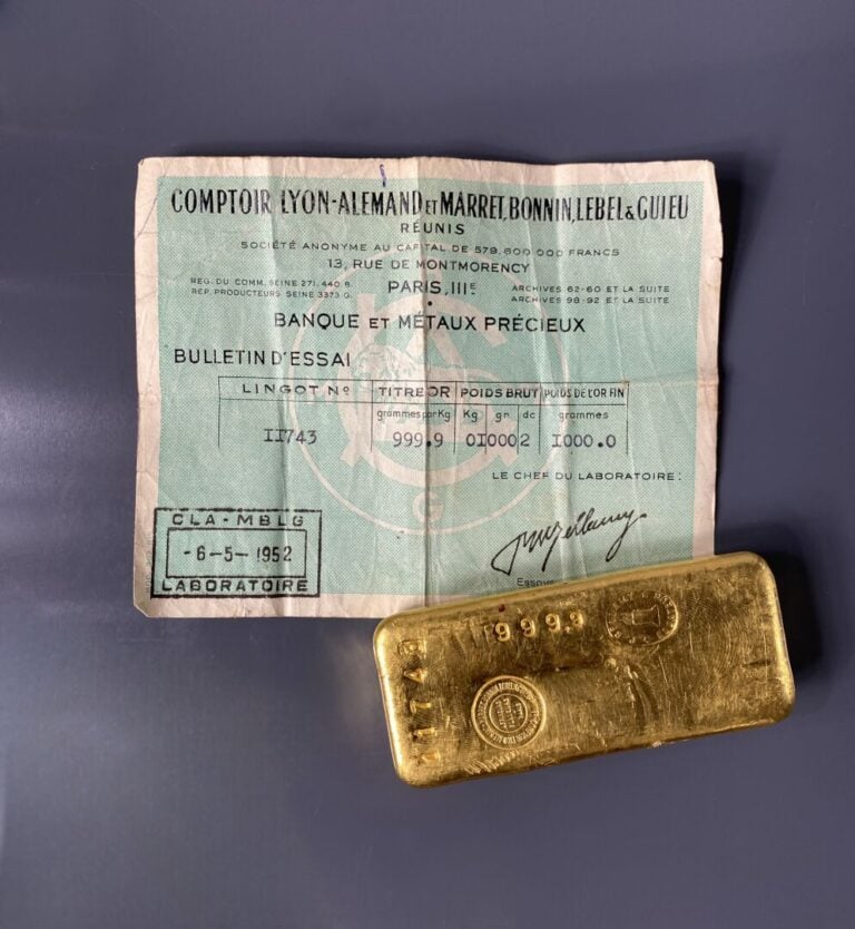 Lingot d'or 1 kg (999.9 g), numéroté 11743 - Avec bulletin - SUR DESIGNATION