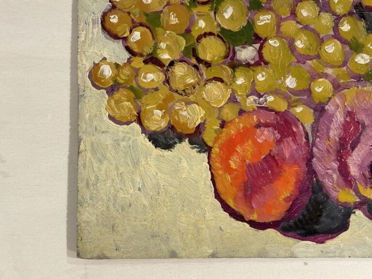 Louis VALTAT (1869-1952) - Pêches et raisins, 1943 - Huile sur panneau, signée…