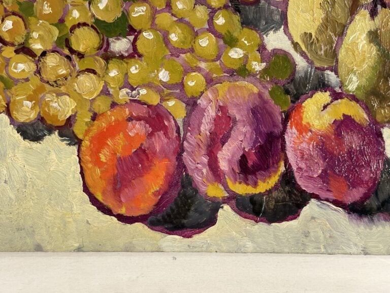 Louis VALTAT (1869-1952) - Pêches et raisins, 1943 - Huile sur panneau, signée…