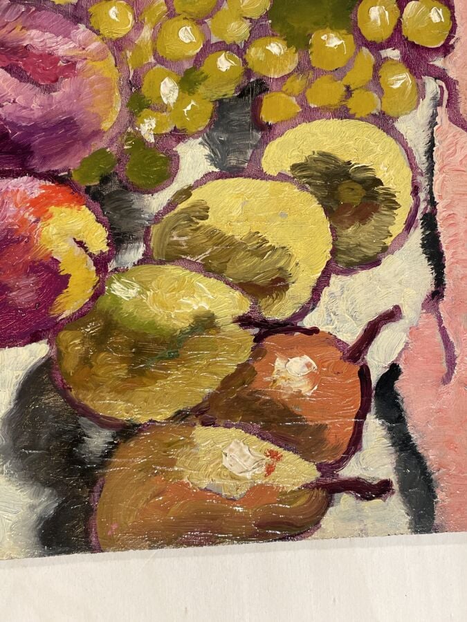 Louis VALTAT (1869-1952) - Pêches et raisins, 1943 - Huile sur panneau, signée…