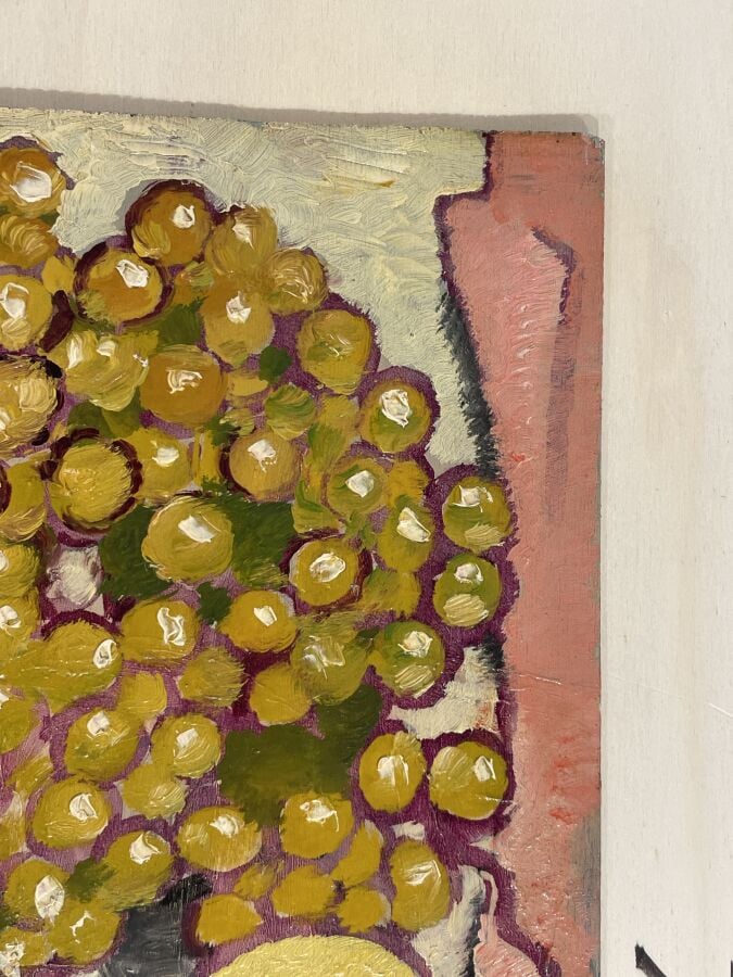Louis VALTAT (1869-1952) - Pêches et raisins, 1943 - Huile sur panneau, signée…