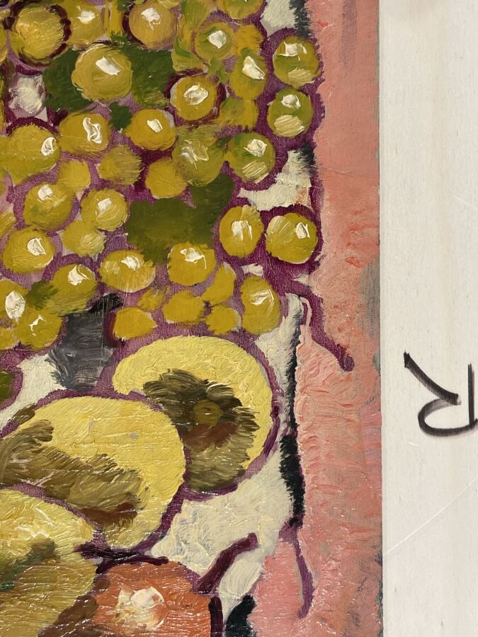 Louis VALTAT (1869-1952) - Pêches et raisins, 1943 - Huile sur panneau, signée…