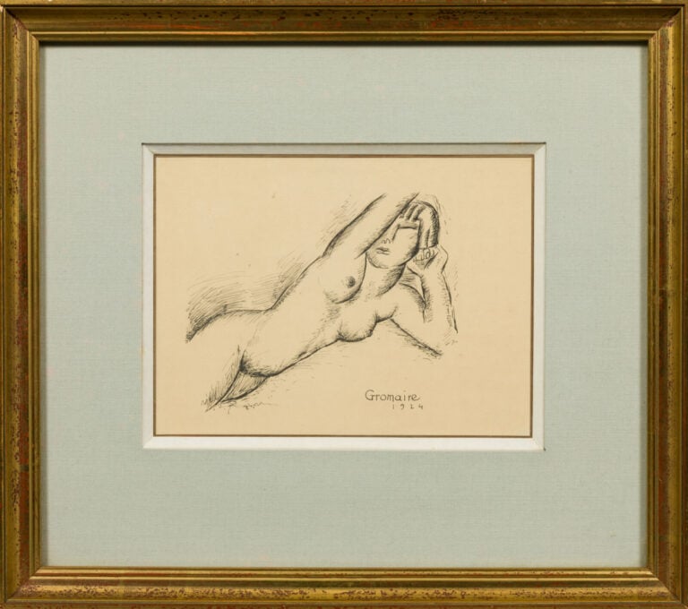MARCEL GROMAIRE (1892-1971) - Femme nue allongée, 1924 - Encre sur papier, sign…