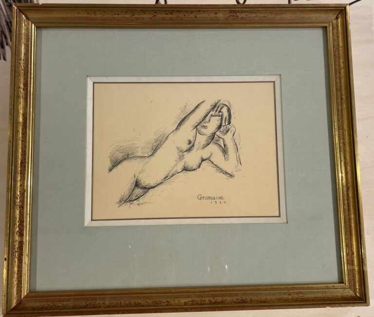MARCEL GROMAIRE (1892-1971) - Femme nue allongée, 1924 - Encre sur papier, sign…