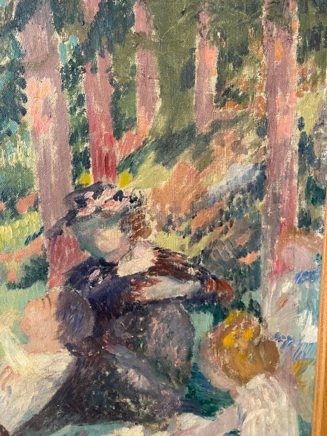 Maurice DENIS (1870-1943) - Pique-nique dans le bois de sapins - Huile sur toil…