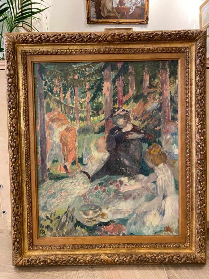 Maurice DENIS (1870-1943) - Pique-nique dans le bois de sapins - Huile sur toil…