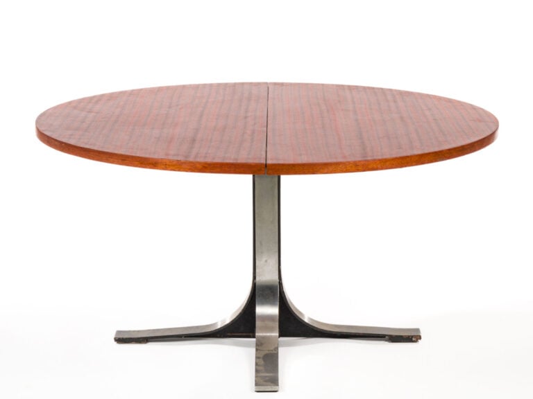 Osvaldo BORSANI (1911-1985) - Table à système, plateau circulaire en placage de…