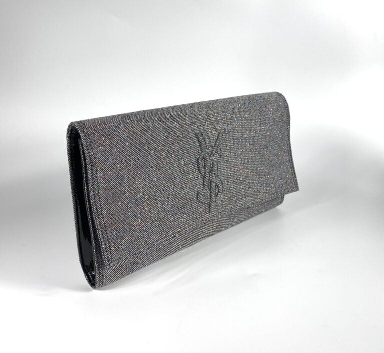 YVES SAINT LAURENT Rive Gauche - Pochette "Belle de jour" siglée en coton gris…