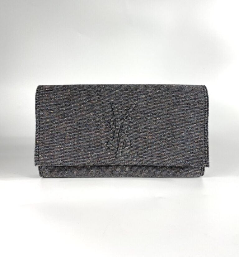 YVES SAINT LAURENT Rive Gauche - Pochette "Belle de jour" siglée en coton gris…