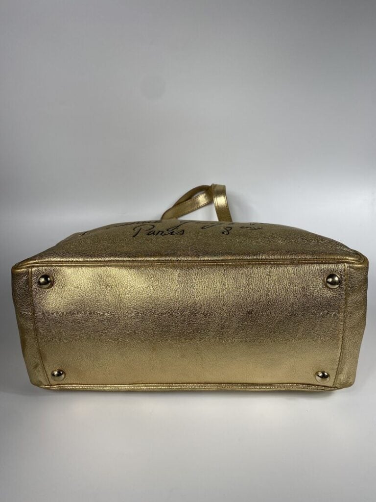 YVES SAINT LAURENT RIVE GAUCHE - Sac cabas en cuir doré « Y-MAIL », porté main,…