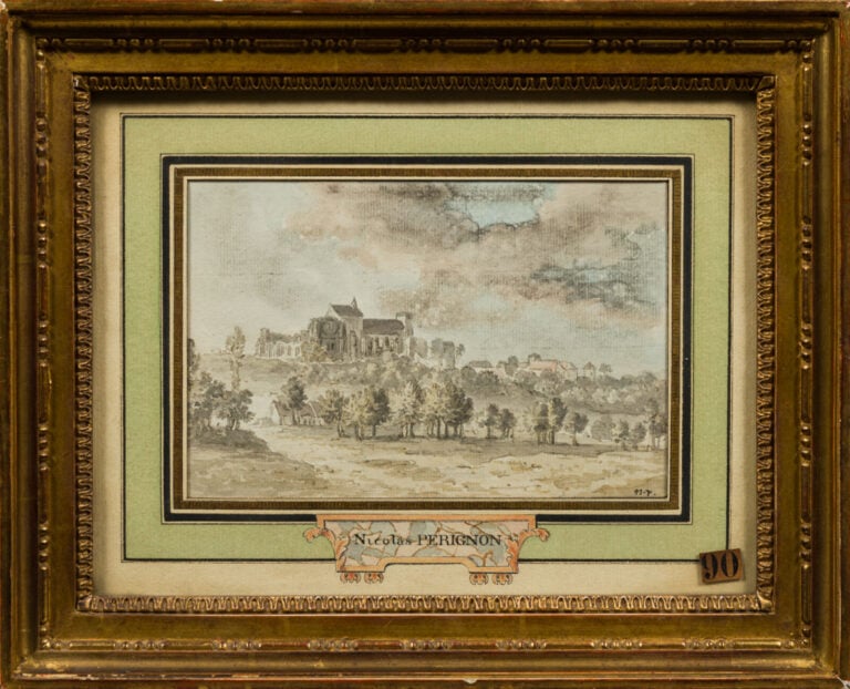 Alexis-Nicolas PERIGNON (Nancy 1726 - Paris 1782) - Paysage avec abbaye en ruin…