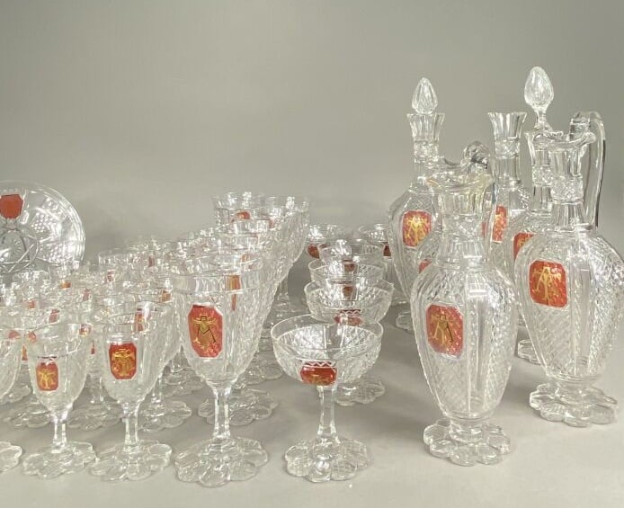 BACCARAT - Partie de service de verre dit "Service K", en cristal taillé de ban…