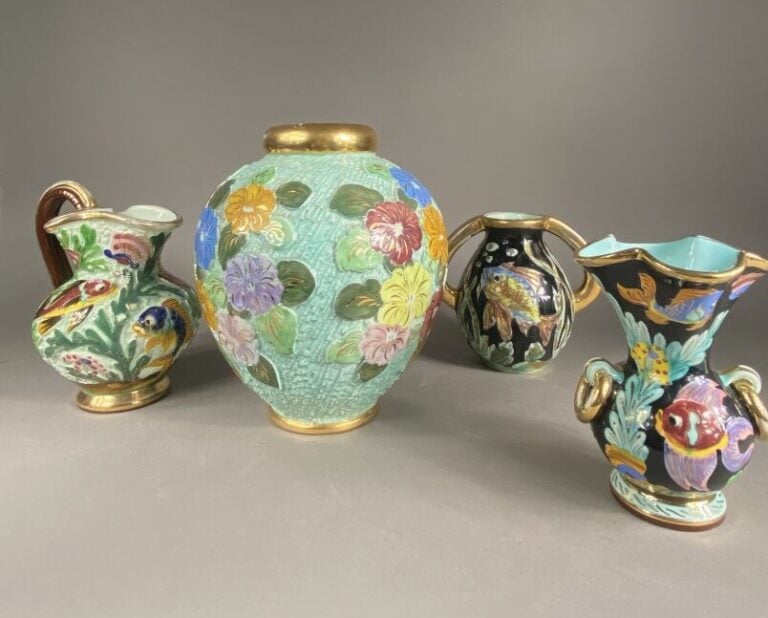 Cerdazur Monaco - Ensemble de céramiques émaillées polychromes comprenant un po…