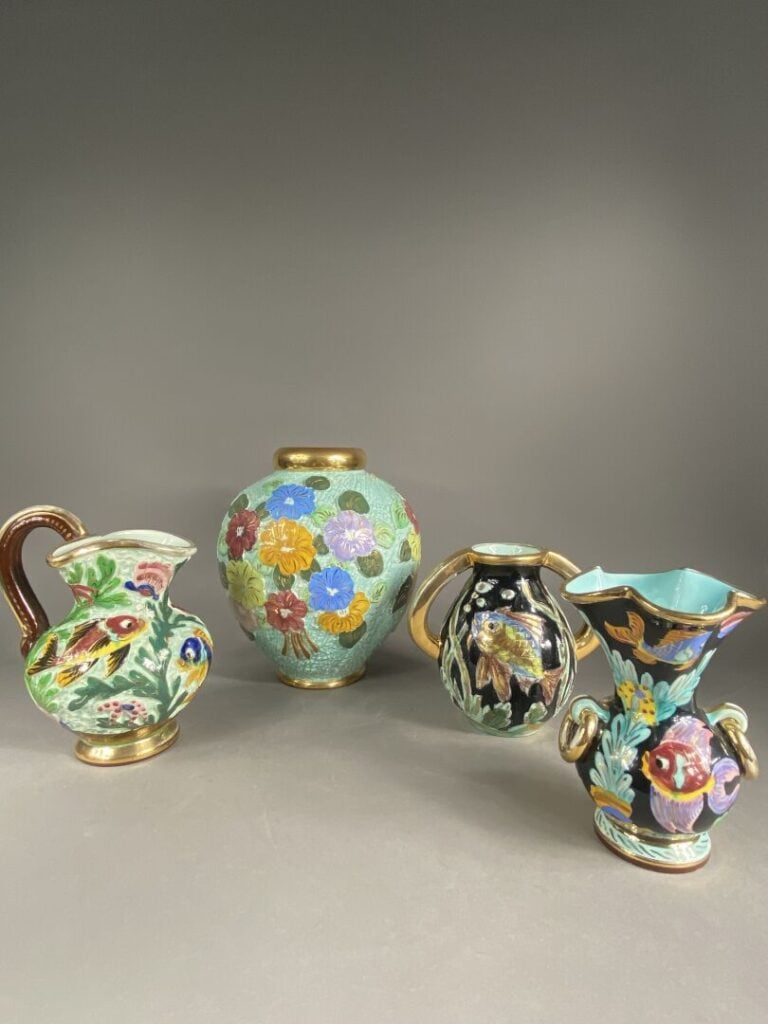 Cerdazur Monaco - Ensemble de céramiques émaillées polychromes comprenant un po…