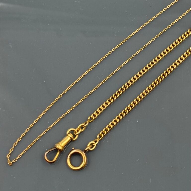 CHAINE GILETIERE en or jaune (750 ‰) - Poids : 12.3 g - On joint une CHAINE en…