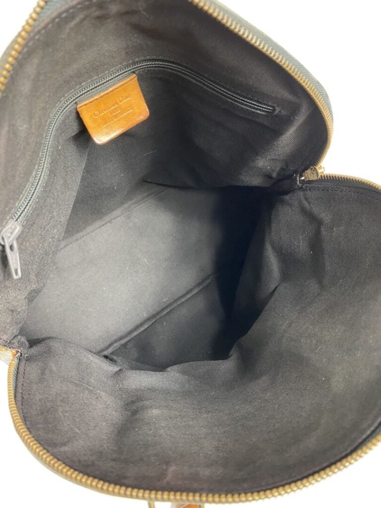 CHRISTIAN DIOR - Sac en toile Oblique enduite et cuir camel, double poignée, fe…