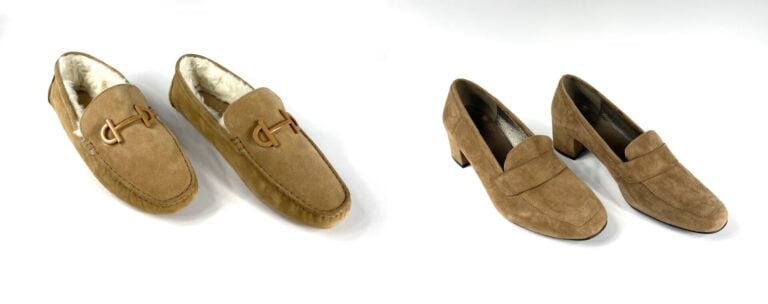 COLE HAAN, REQINS - Lot de deux paires de chaussures en daim brun comprenant un…
