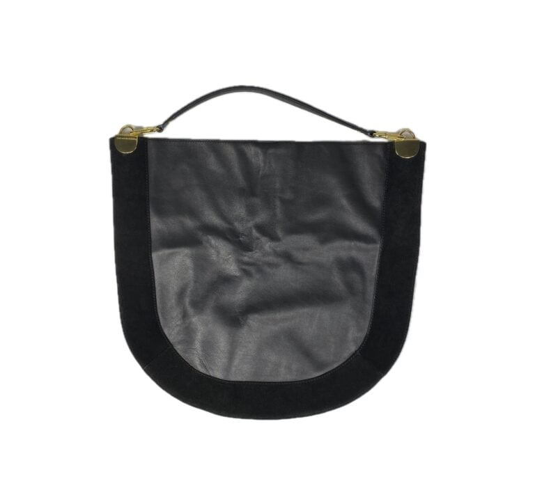DIANE VON FURSTENBERG - Cabas plat en agneau plongé et daim noir, pochette inté…