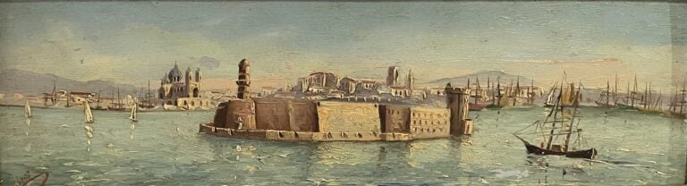 Ecole du XXe siècle - Chateau d'If - Huile sur carton - Porte une signature en…