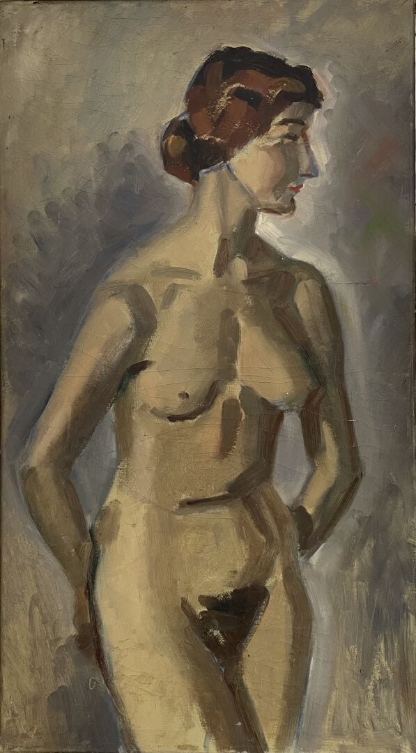 Ecole du XXe siècle - Femmes nues - Deux huiles sur toile - Dim (la plus grande…