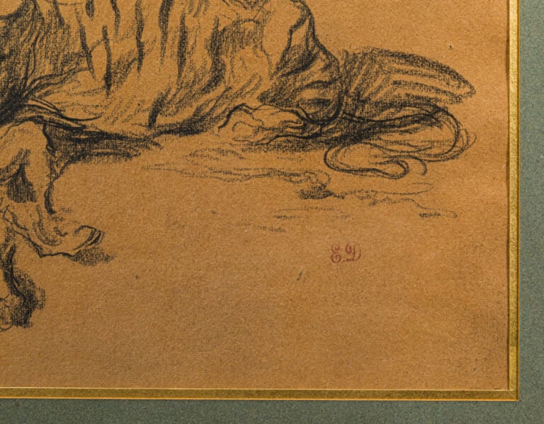 Ecole française du XIXe siècle - Tigre dévorant un sanglier - Crayon noir - 18…