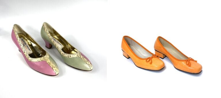 FRANCOIS VILLON, D. CHICAS - Lot de deux paires de chaussures à petit talon : l…
