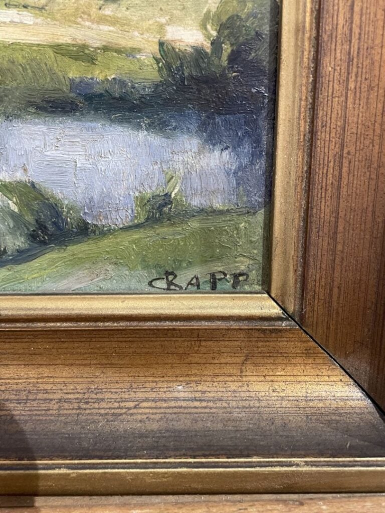 Ginette RAPP - Paysage - Huile sur panneau - Signé en bas à droite - 14 x 23.5…