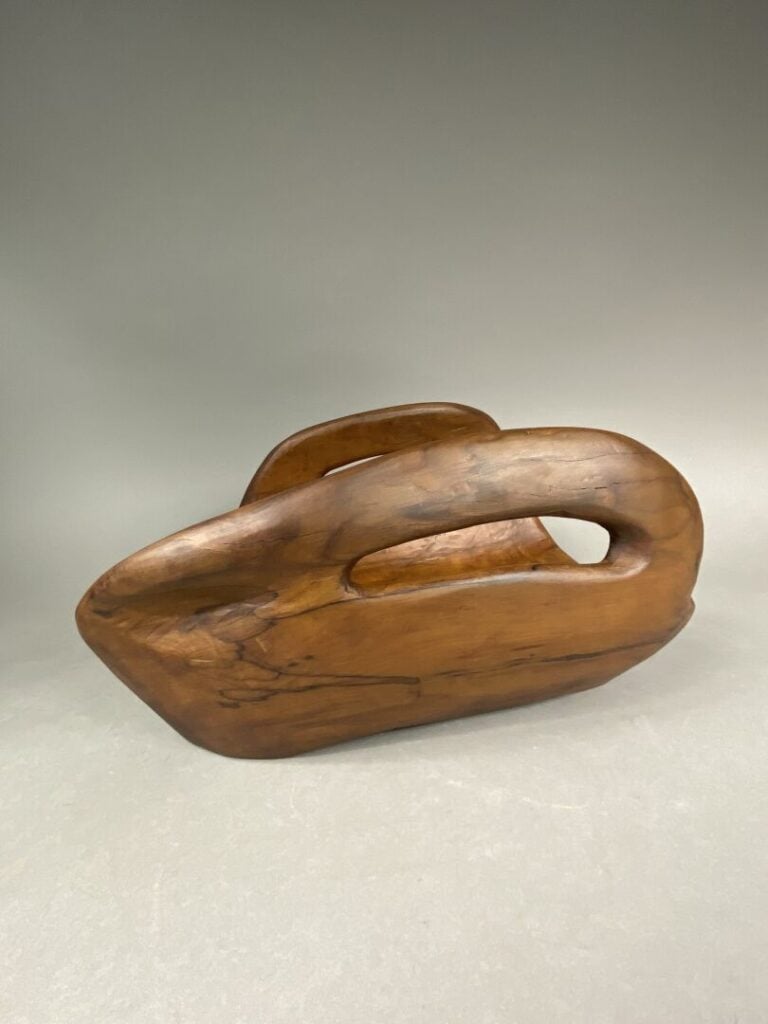 Importante coupe en bois à deux anses - Porte une marque en dessous "NOLL" - 20…