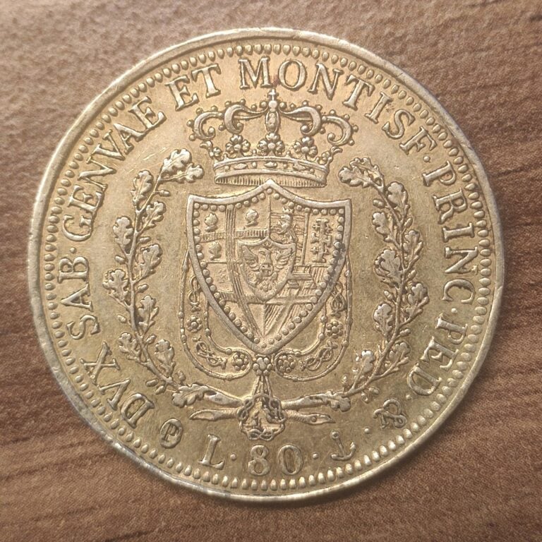 ITALIE : - - Une pièce de 80 Lire Charles -Félix 1827 L ( inscriptions gravées…