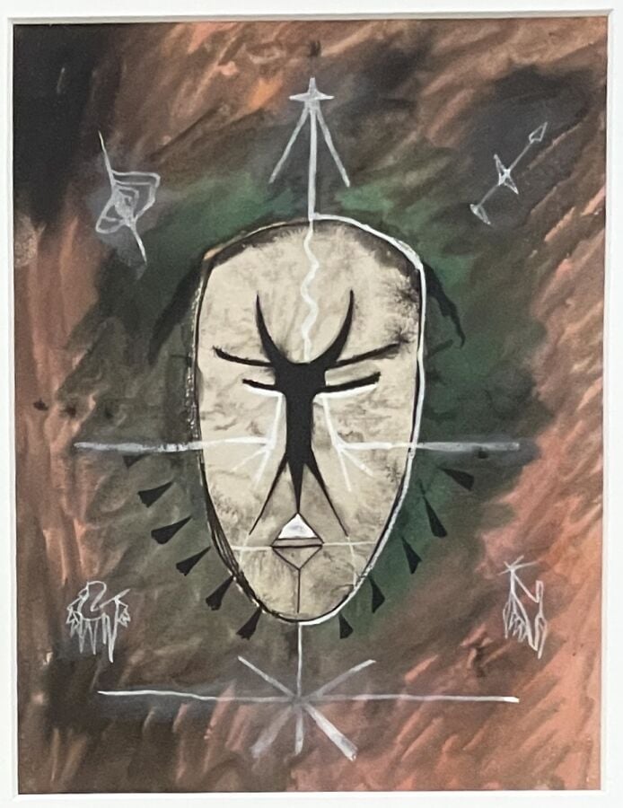 Jacques GERMAIN (1915-2001) - Masque - Encre et aquarelle , cachet du monogramm…
