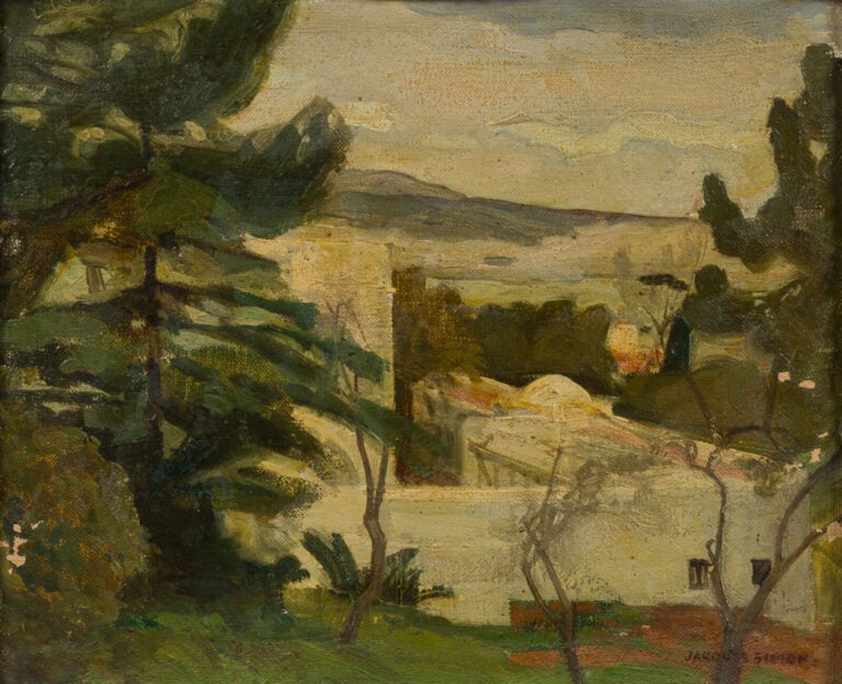 Jacques SIMON (1875-1965) - Maisons mauresques - Huile sur toile marouflée sur…