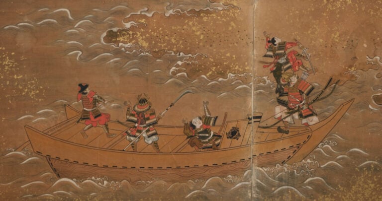 JAPON - Peinture 18e siècle (période Edo). - PARAVENT byôbu 屏風 de taille moyenn…
