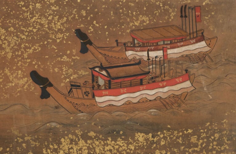 JAPON - Peinture 18e siècle (période Edo). - PARAVENT byôbu 屏風 de taille moyenn…