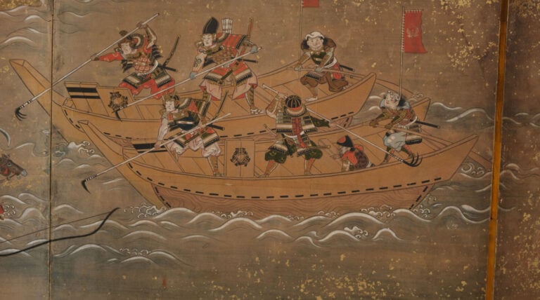 JAPON - Peinture 18e siècle (période Edo). - PARAVENT byôbu 屏風 de taille moyenn…