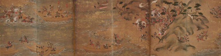 JAPON - Peinture 18e siècle (période Edo). - PARAVENT byôbu 屏風 de taille moyenn…