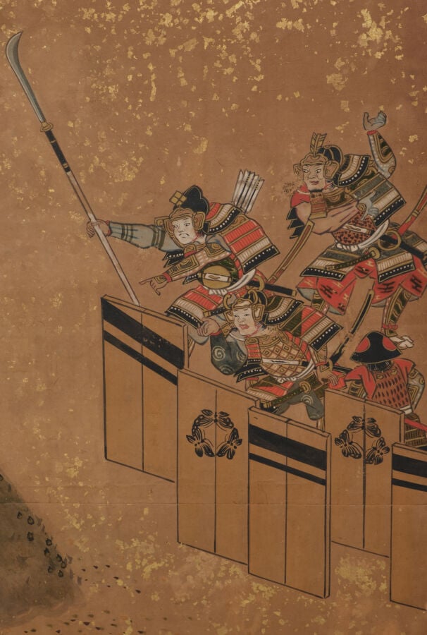 JAPON - Peinture 18e siècle (période Edo). - PARAVENT byôbu 屏風 de taille moyenn…