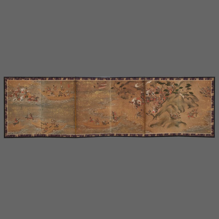 JAPON - Peinture 18e siècle (période Edo). - PARAVENT byôbu 屏風 de taille moyenn…