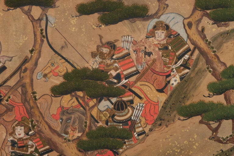 JAPON - Peinture 18e siècle (période Edo). - PARAVENT byôbu 屏風 de taille moyenn…