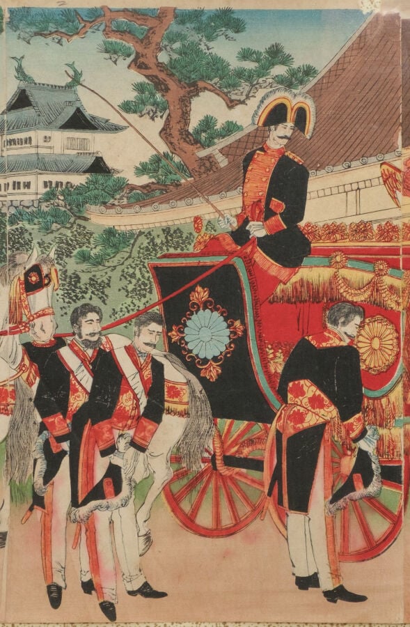 JAPON - Période Meiji, 1898 (Meiji 31), - GRAVURE sur bois japonaise de Toyohar…