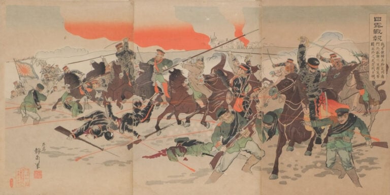 JAPON- Période Meiji, 1904 (Meiji 37) - GRAVURE sur bois木版画 (nishiki-e) d'Itô S…