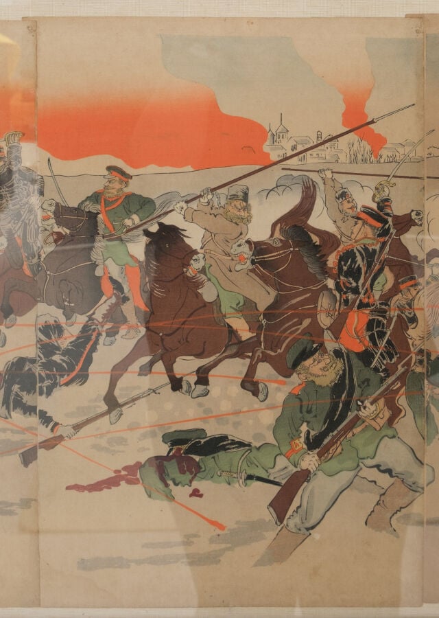 JAPON- Période Meiji, 1904 (Meiji 37) - GRAVURE sur bois木版画 (nishiki-e) d'Itô S…