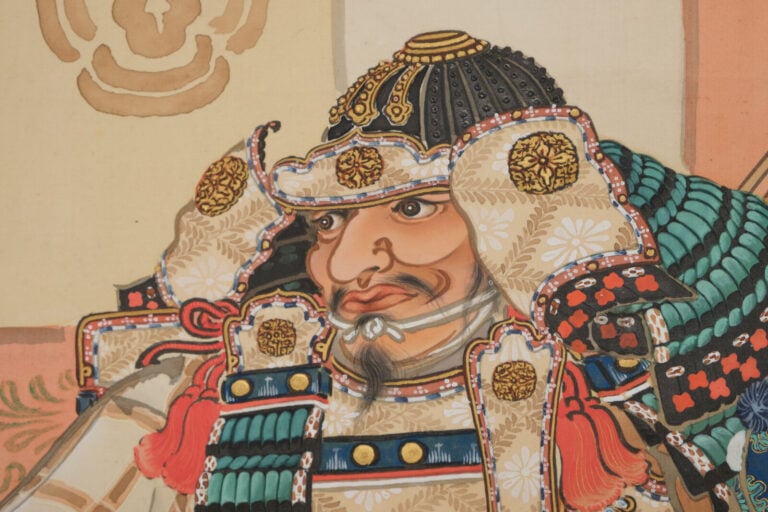 JAPON - Période Taishô (1912-1926) - Grand ROULEAU suspendu kakejiku 掛け軸 , à dé…