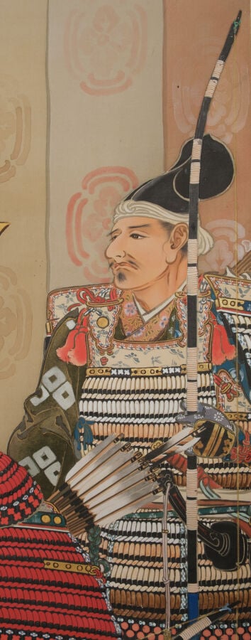 JAPON - Période Taishô (1912-1926) - Grand ROULEAU suspendu kakejiku 掛け軸 , à dé…