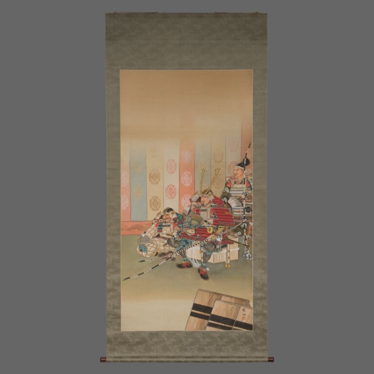 JAPON - Période Taishô (1912-1926) - Grand ROULEAU suspendu kakejiku 掛け軸 , à dé…