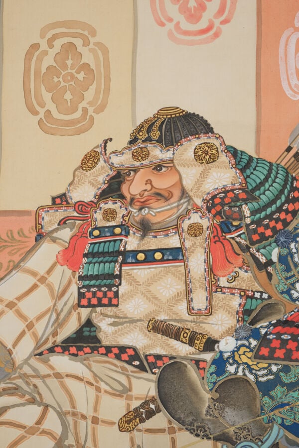 JAPON - Période Taishô (1912-1926) - Grand ROULEAU suspendu kakejiku 掛け軸 , à dé…