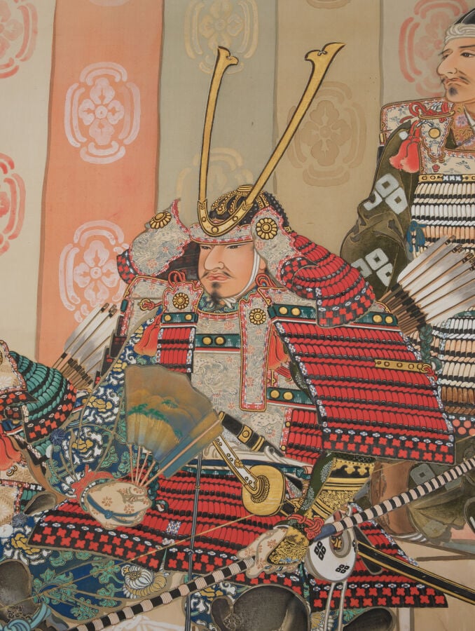 JAPON - Période Taishô (1912-1926) - Grand ROULEAU suspendu kakejiku 掛け軸 , à dé…
