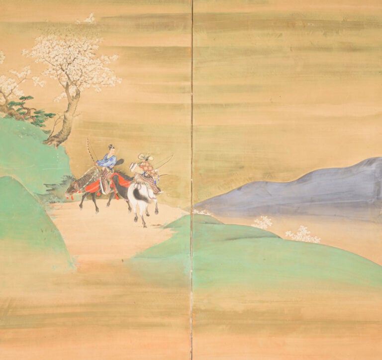 JAPON - Période Taishô (1912-1926) - PARAVENT byôbu 屏風 à deux panneaux, représe…