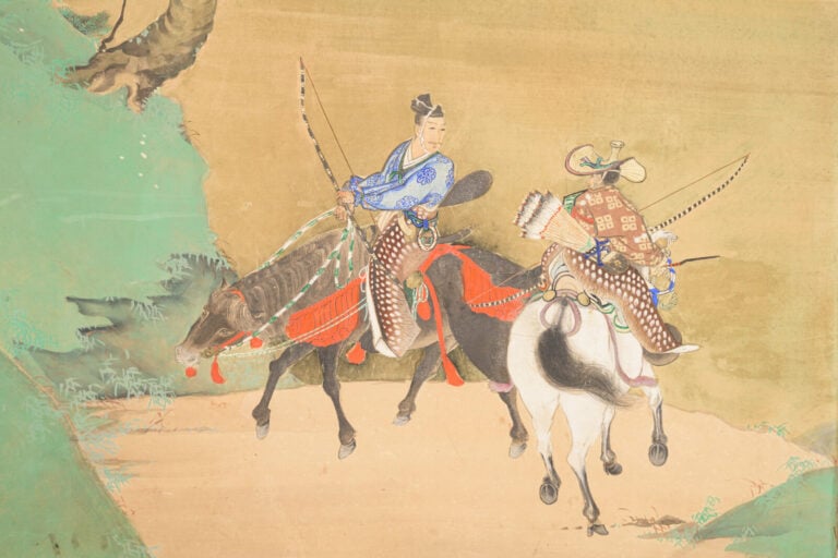 JAPON - Période Taishô (1912-1926) - PARAVENT byôbu 屏風 à deux panneaux, représe…