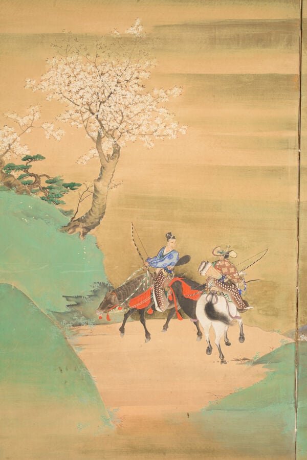 JAPON - Période Taishô (1912-1926) - PARAVENT byôbu 屏風 à deux panneaux, représe…