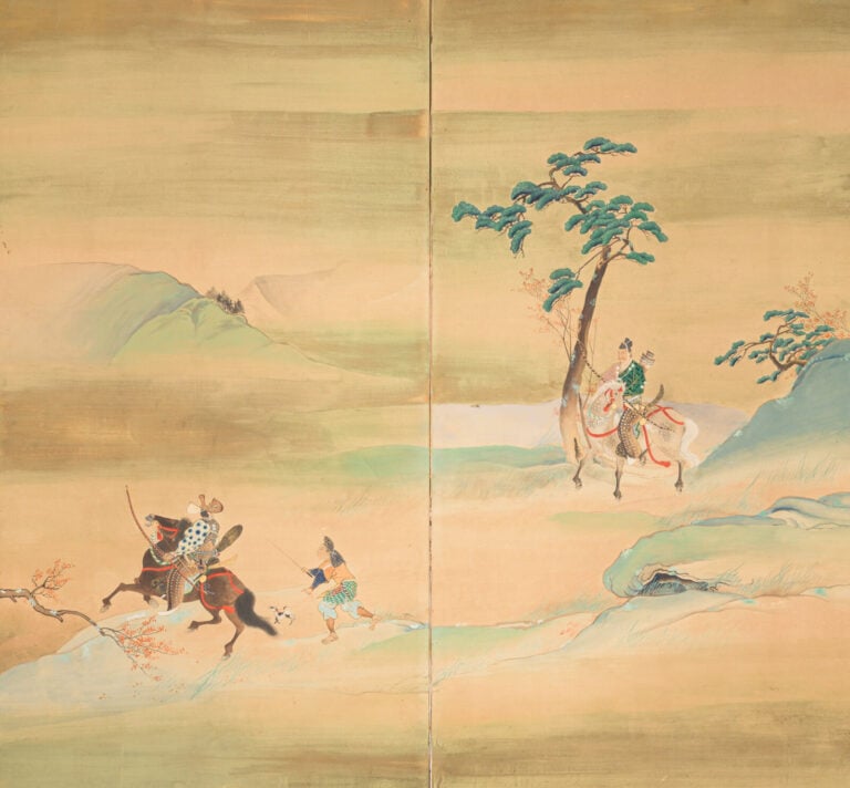 JAPON - Période Taishô (1912-1926) - PARAVENT byôbu 屏風 à deux panneaux, représe…
